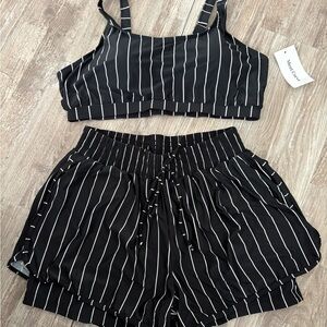 Black and White Striped Two-Piece Set